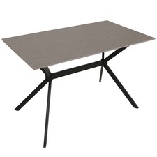 B-Ware Esszimmertisch MCW-O58, Sinterstein Metall, Marmor-Optik 120cm, grau