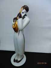 ROBJ Collection Portugal Art Deco Villeroy&Boch Handbemalt Saxophonspieler H:26