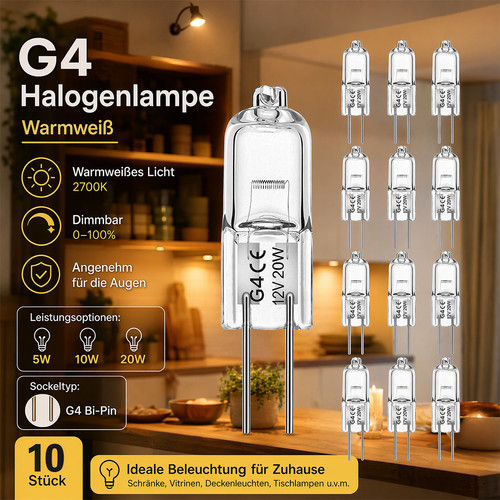 10x leuchtmittel halogen - g4,