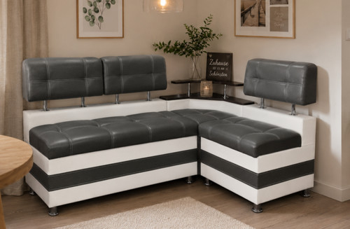Eckbank latte grau - grau-weiß, |
