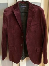H.E By Mango Samt Sakko Bordeaux Herren 48 Neu Slim fit