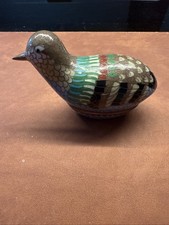 Keramik Ente, handbemalt, oberes Teil abnehmbar, Schmuckkästchen, Vintage