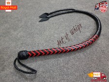 Handgefertigte echte Rindsleder Auspeitsche 3 Fuß Bullwhip Doppelschwänze Schlangenpeitsche