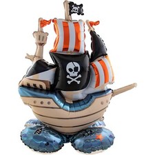 Folienballon PIRATENSCHIFF Deko Geburtstag Piraten Mottoparty, 70x81cm, stehend