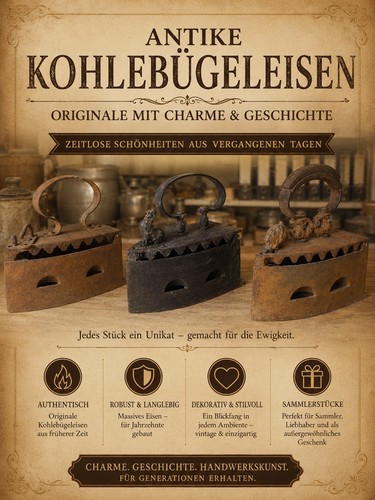 Antike kohlebügeleisen - kohlebügeleisen, –