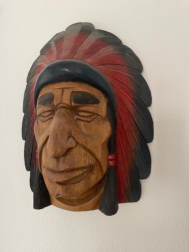 Handgeschnitzter indianerkopf - handgeschnitzter,