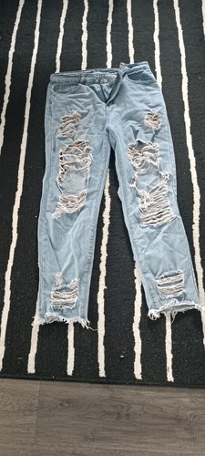 Damen denim hellblaue ripped - denim,
