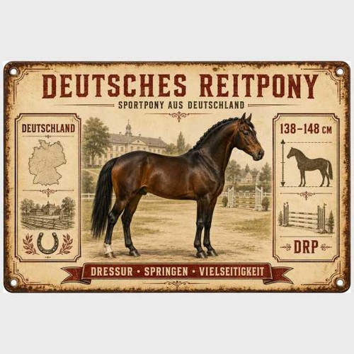 Blechschild deutsches reitpony - blechschild,