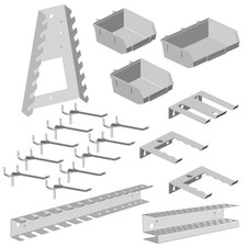 DH121= Lochblechhalter Set 19 teilig für SL Lochwand Werkzeug Halter und Haken