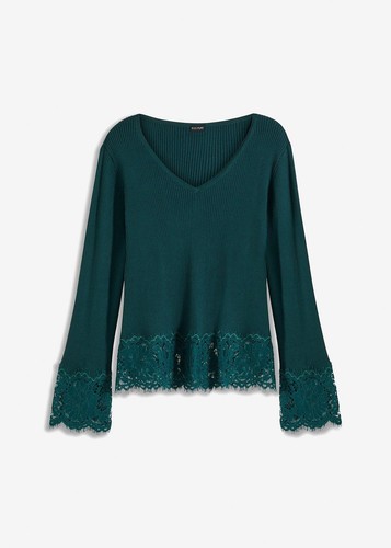 Pullover mit spitze saum - mit, am