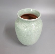 Vase 17 cm 50er Jahre KARLSRUHER MAJOLIKA Craquelé Glasur grün 5653 Glatzle