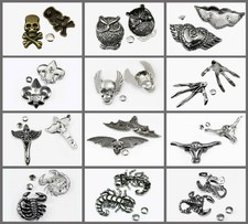 Ziernieten Nieten mit Kappe Eule Stierkopf Lilie Herz Skorpion Totenkopf, N-B60