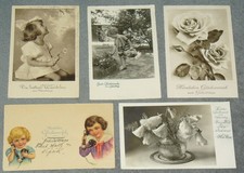5 Postkarten AK Motivkarten Glückwunsch - Geburtstag - Lot 1930er/1940er Jahre