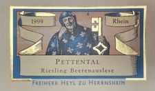Weinetikett Musteretikett PETTENTAL Riesling Beerenauslese RHEINHESSEN
