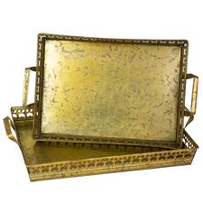 2er Set Vintage Metall Tablett