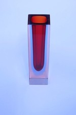 Flavio Poli Sommerso Blockvase vintage Design Murano Italy MCM Glas 60er Jahre