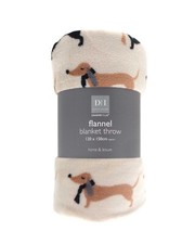 Bedruckte Flanelldecke / Überwurf - Dackel / Wurst Hund Design (120 x 150 cm