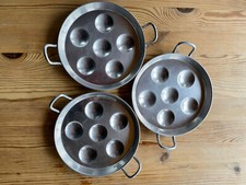 Vintage Tournus Unis France Aluminium PUR, 3 Schnecken Ei Wilderer Pfannen