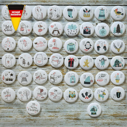 Adventskalender zahlenknöpfe - adventskalender,