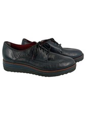 Tamaris Damen Leder Schnürschuhe Klassisch Elegant Blau Gr. 41 Büro Freizeit