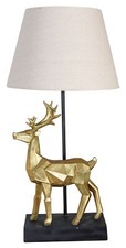 Tischlampe Hirsch Tischleuchte Hirschgeweih Lampe Nachttischlampe Gold 61cm