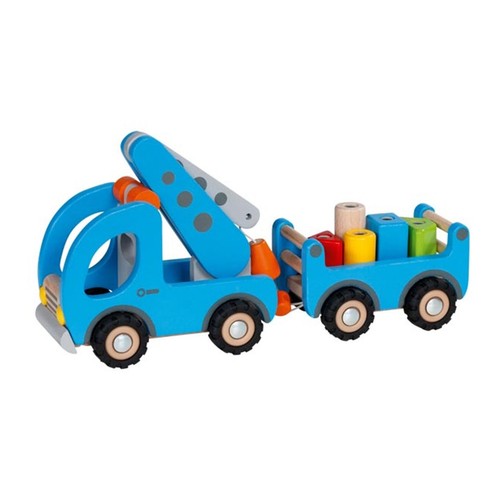Goki holz kranwagen blau - blau, mit