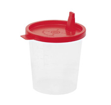 50 Urinbecher 125ml mit Ausguss Inkl. Rotem Deckel Medizin Laborbedarf