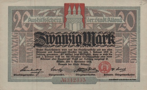 Altona stadt 20 mark - -,