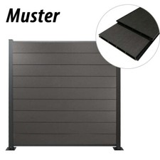 Muster WPC Zaun  Sichtschutz  Steckzaun Garten Windschutz Systemzaun anthrazit