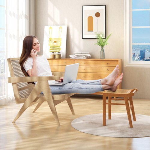 Bamboo vanity stool with - stool,