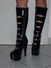 Plateaustiefel schwarz Lack Gr