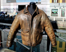 Flieger Lederjacke Vintage Braun Gealtert Gr. XL