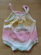 kurze Babyhose, Trägershorts, Größe 62/68, pastellfarben gestreift, Frotteestoff