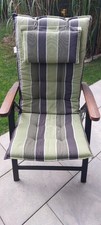 Sechs Sitzpolsterauflagen / Hochlehener-Gartenstühle / gestreift