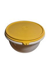 Tupperware Rührschüssel 2 Liter weiß gelb mit Deckel Teigschüssel