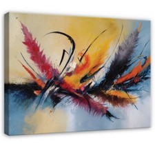 Leinwand Abstrakt Blau Gelb Rot Modern Wandbilder Groß Leinwandbild Wanddeko 93