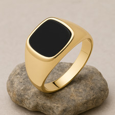 Schwarzer onyx siegelring - onyx, 18
