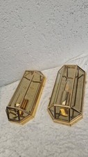 Paar Wandlampe Wandlampen Messing  geschliffenes Glas 60/  70er