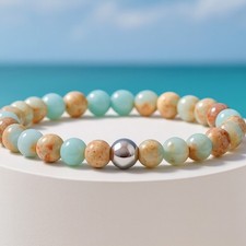 Imperial Jaspis Armband Türkis Rot Bunt 6mm Stretch Damen Herren Perlenarmband