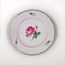 Meissen Teller rote Rose grüner Rand ca. 25 cm V