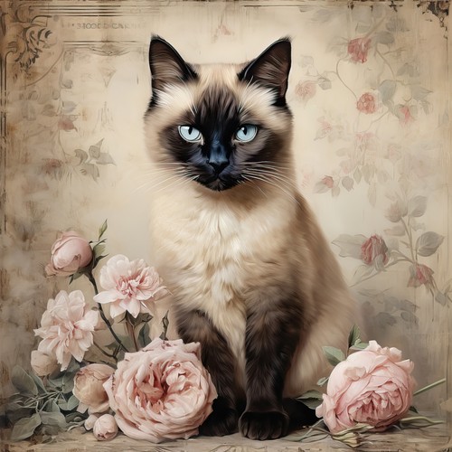Deko bild vintage - deko, siamkatze