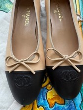 Leder Ballerinas Damenschuhe Gr.39 Schwarz /Beige Neu 