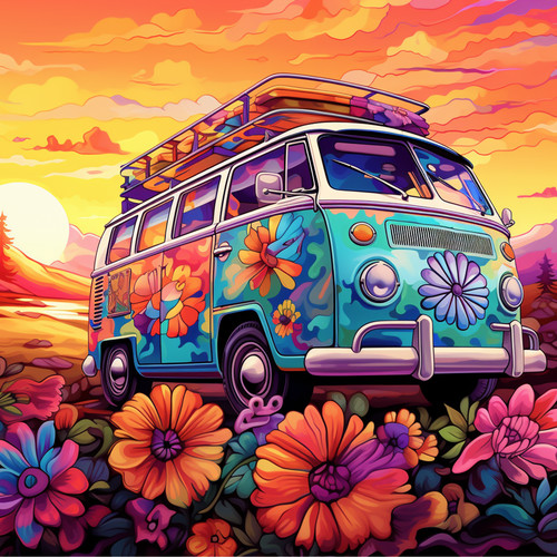 Wandbild vintage retro hippie - vintage,