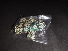 DnD Würfelset Pen And Paper Rollenspiel Grün Gold Muster