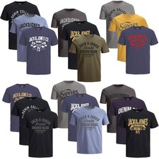 Jack & Jones 3er-Pack Herren T-Shirts kurzarm Print Shirt Slim Fit Mehrpack NEU