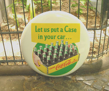 Altes Emailschild Coca-Cola Kiste White Button 16 Zoll/Inch Sprite Kult rar !