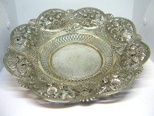 ALTE GROSSE PRUNKSCHALE OBSTSCHALE KONFEKTSCHALE SILBER 800 HANDARBEIT