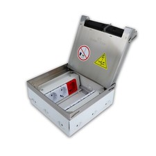 Edelstahl Bodentank + 6 VDE Schuko Steckdosen Bodensteckdose Einbaufertig