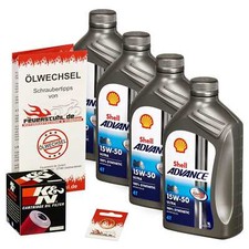 Ölwechselset Ducati Monster 1200 /R /S 2014-2017 Shell Advance Ultra 15W50 K&N