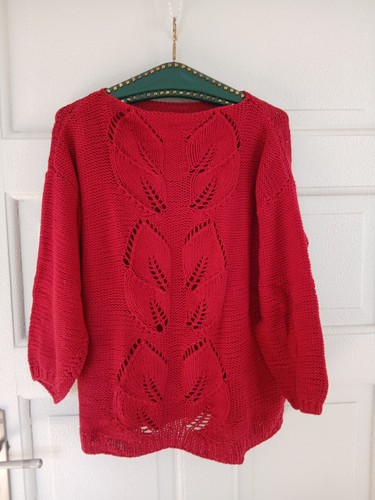 Pullover rot selbstgestrickt - ,